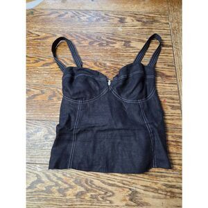 Reformation linen Libra black corset top Sz 12